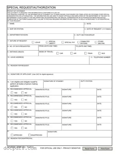 Navpers 1336 3 Template in PDF