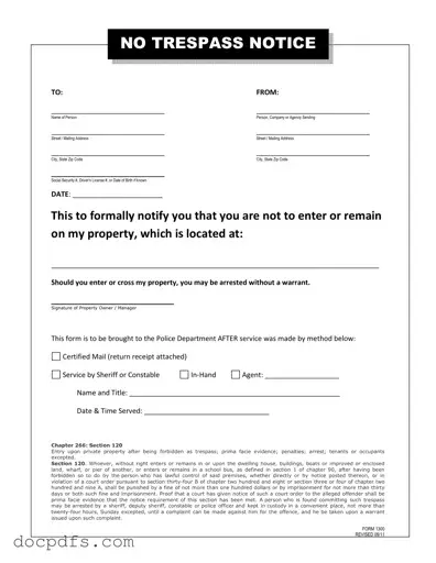No Trespassing Letter Template in PDF