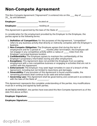 Legal Non-compete Agreement Document
