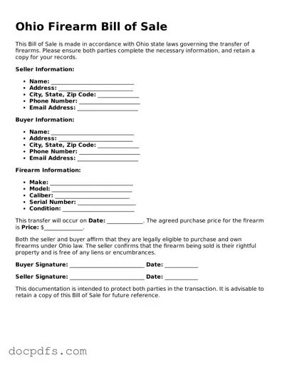 Free Ohio Firearm Bill of Sale Form