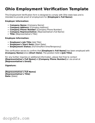 Free Ohio Employment Verification Form