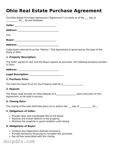 Free Ohio Real Estate Purchase Agreement Form