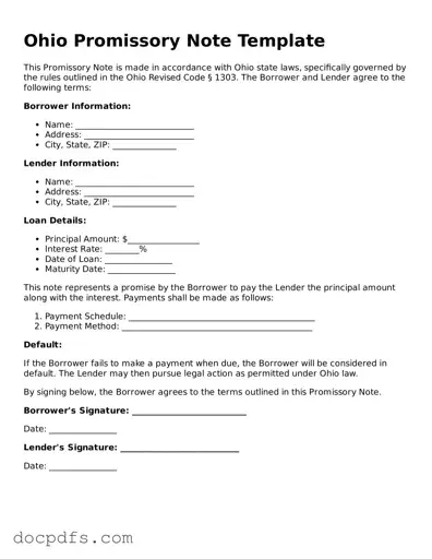Free Ohio Promissory Note Form