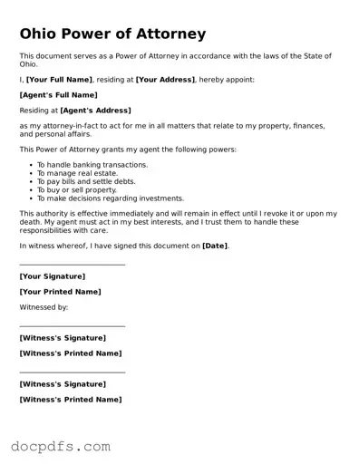 Free Ohio Power of Attorney Form