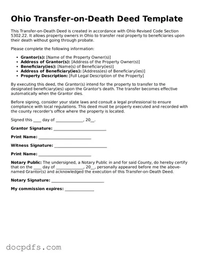 Free Ohio Transfer-on-Death Deed Form