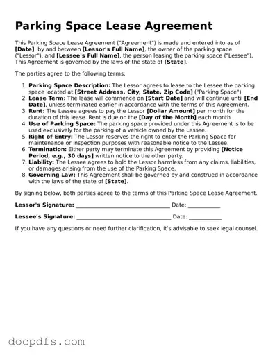 Legal Parking Space Lease Agreement Document