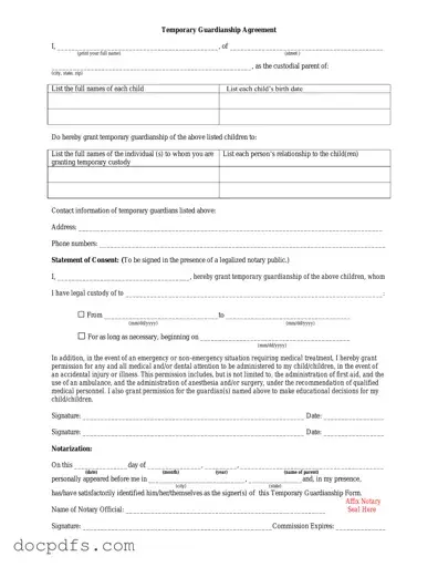 Temporary Custody Template in PDF