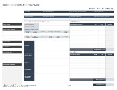 Roofing Estimate Template in PDF