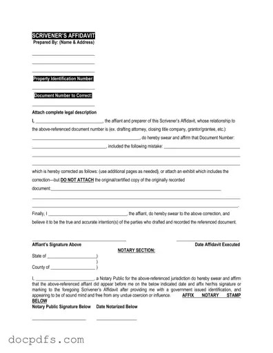 Scrivener's Affidavit Template in PDF