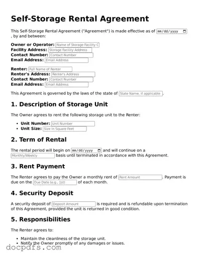 Legal Self-Storage Rental Agreement Document