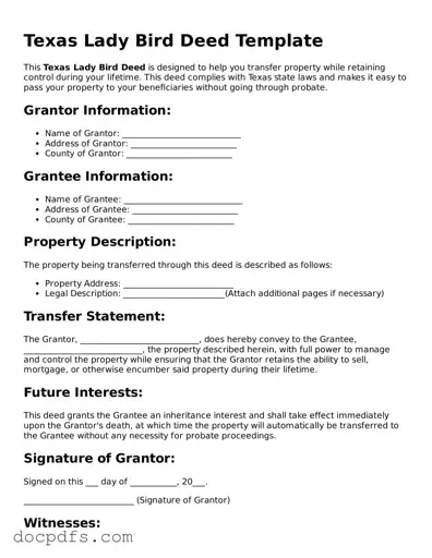 Free Texas Lady Bird Deed Form