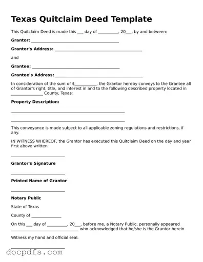 Free Texas Quitclaim Deed Form