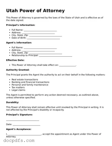Free Utah Power of Attorney Form