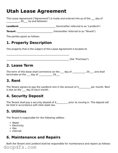 Free Utah Lease Agreement Form