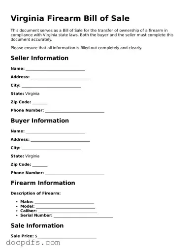 Free Virginia Firearm Bill of Sale Form
