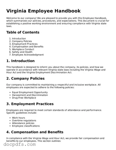 Free Virginia Employee Handbook Form