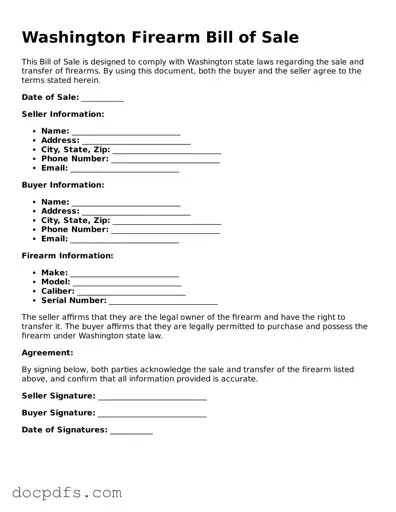 Free Washington Firearm Bill of Sale Form