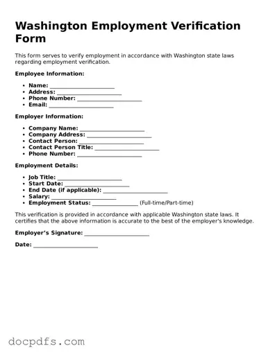 Free Washington Employment Verification Form