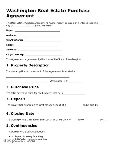 Free Washington Real Estate Purchase Agreement Form