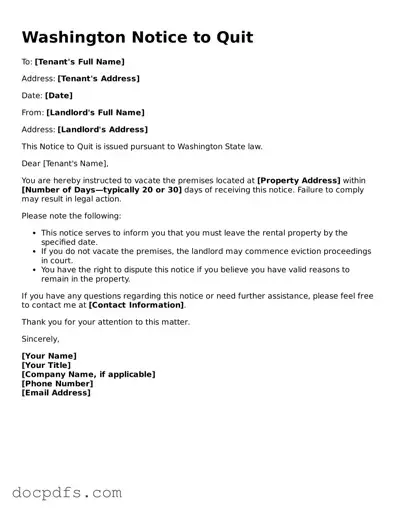 Free Washington Notice to Quit Form