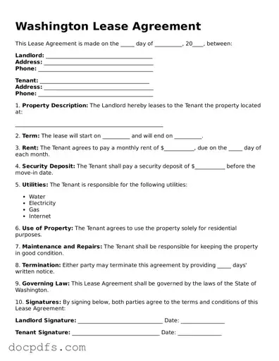 Free Washington Lease Agreement Form
