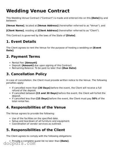 Legal Wedding Venue Contract Document