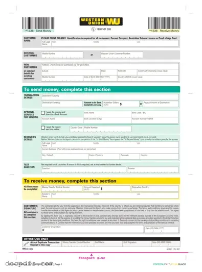 Western Union Template in PDF