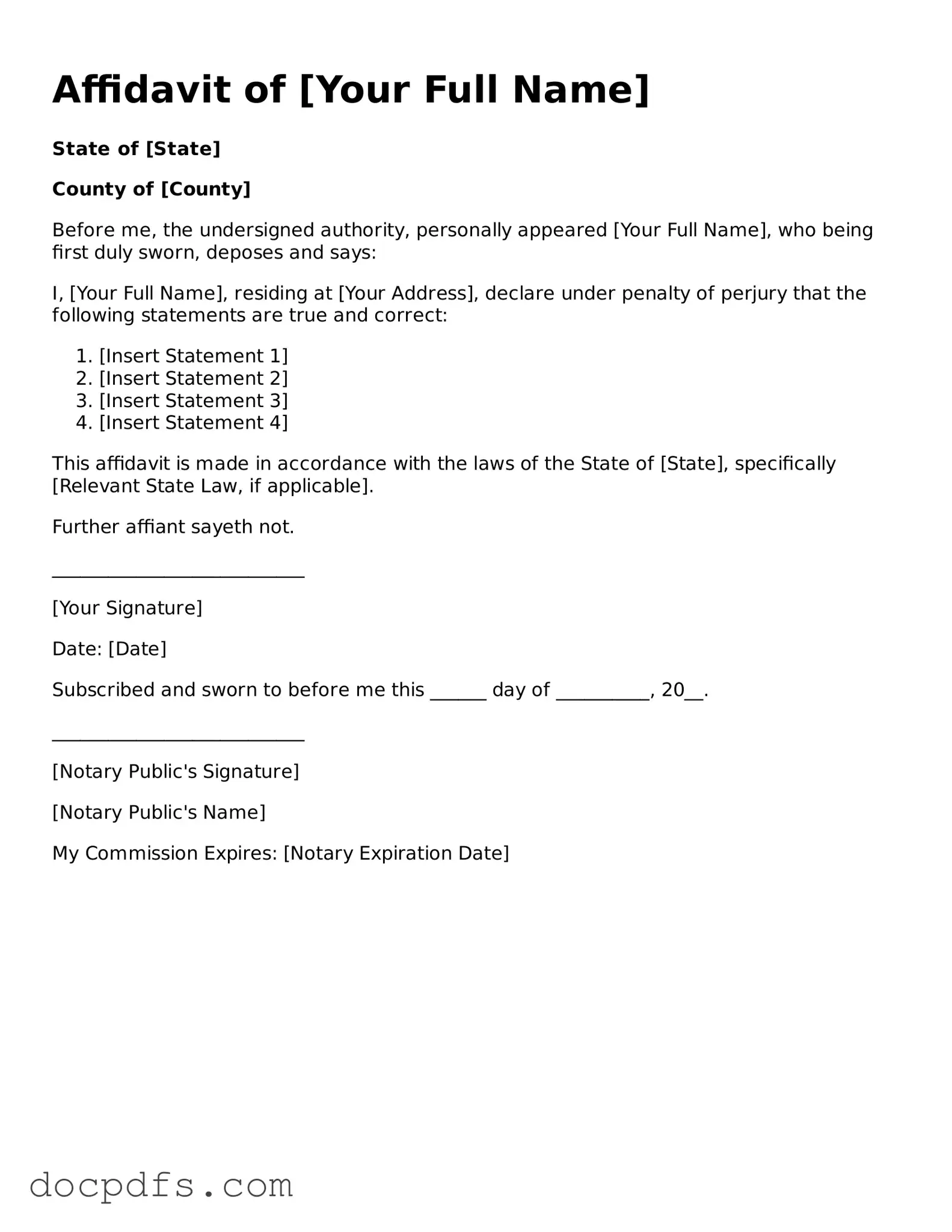 Legal Affidavit Document