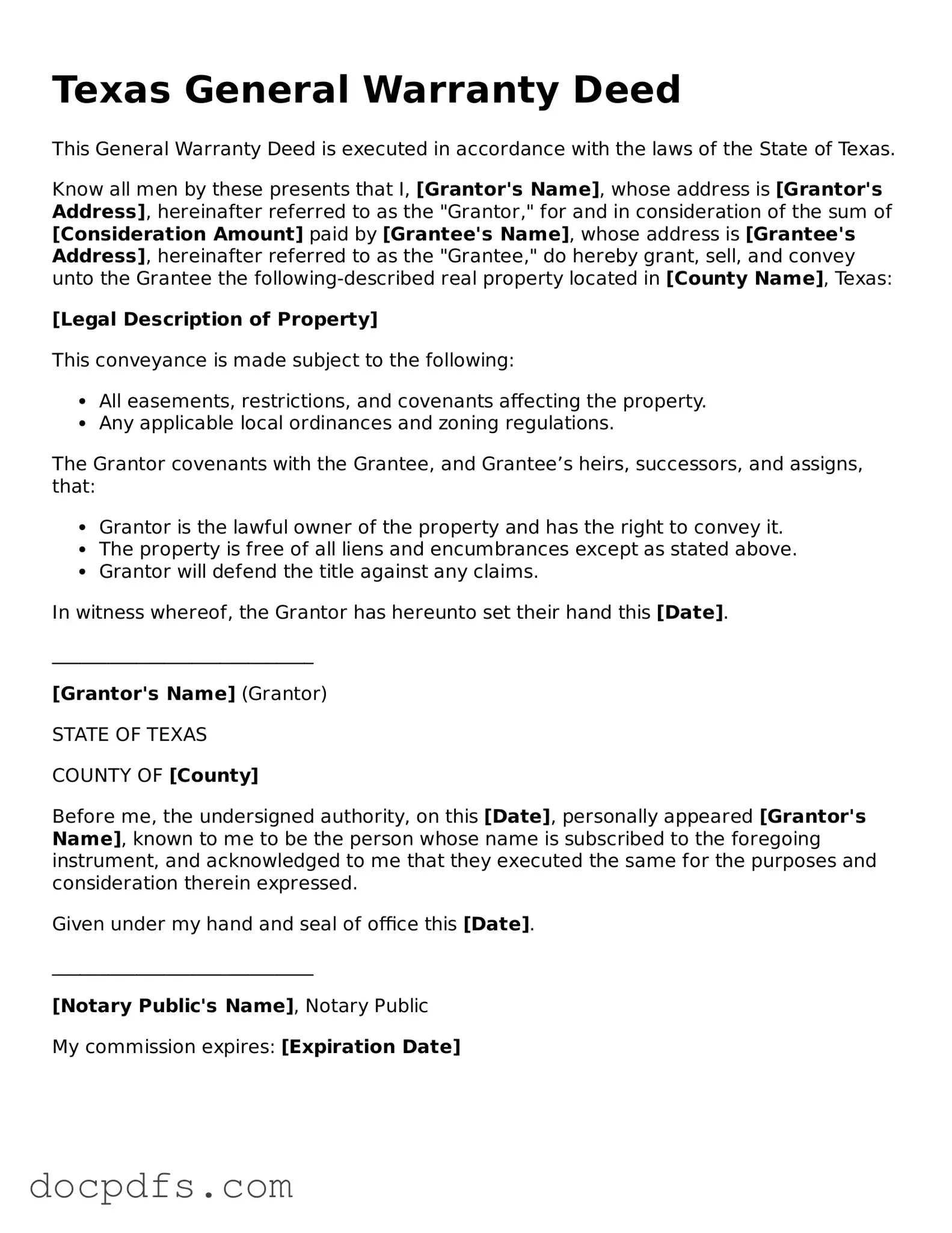 Free Texas Deed Form