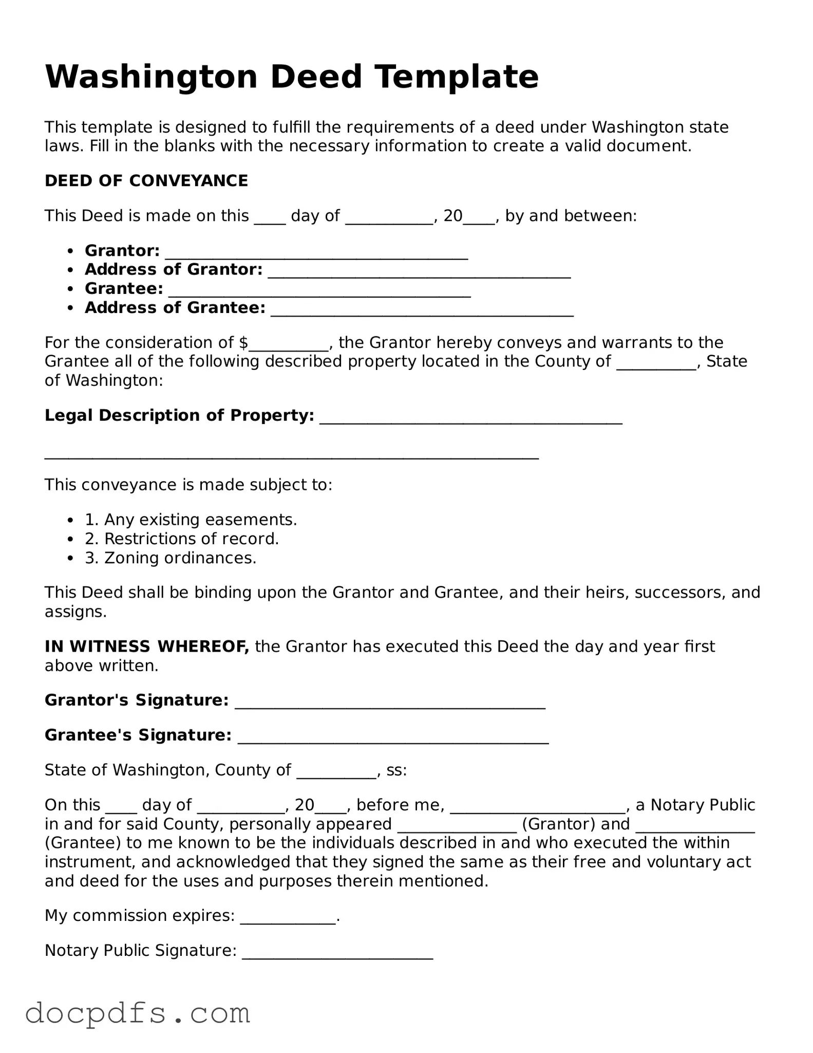 Free Washington Deed Form